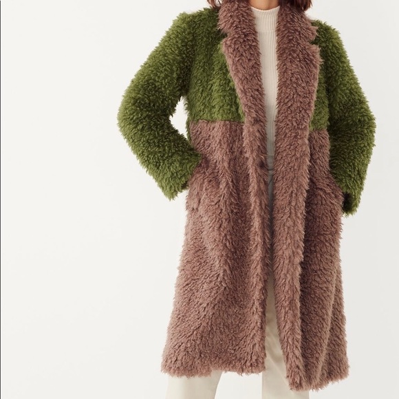 NWT Audrey Colorblocked Faux Fur Coat Medium Size - Picture 5 of 7